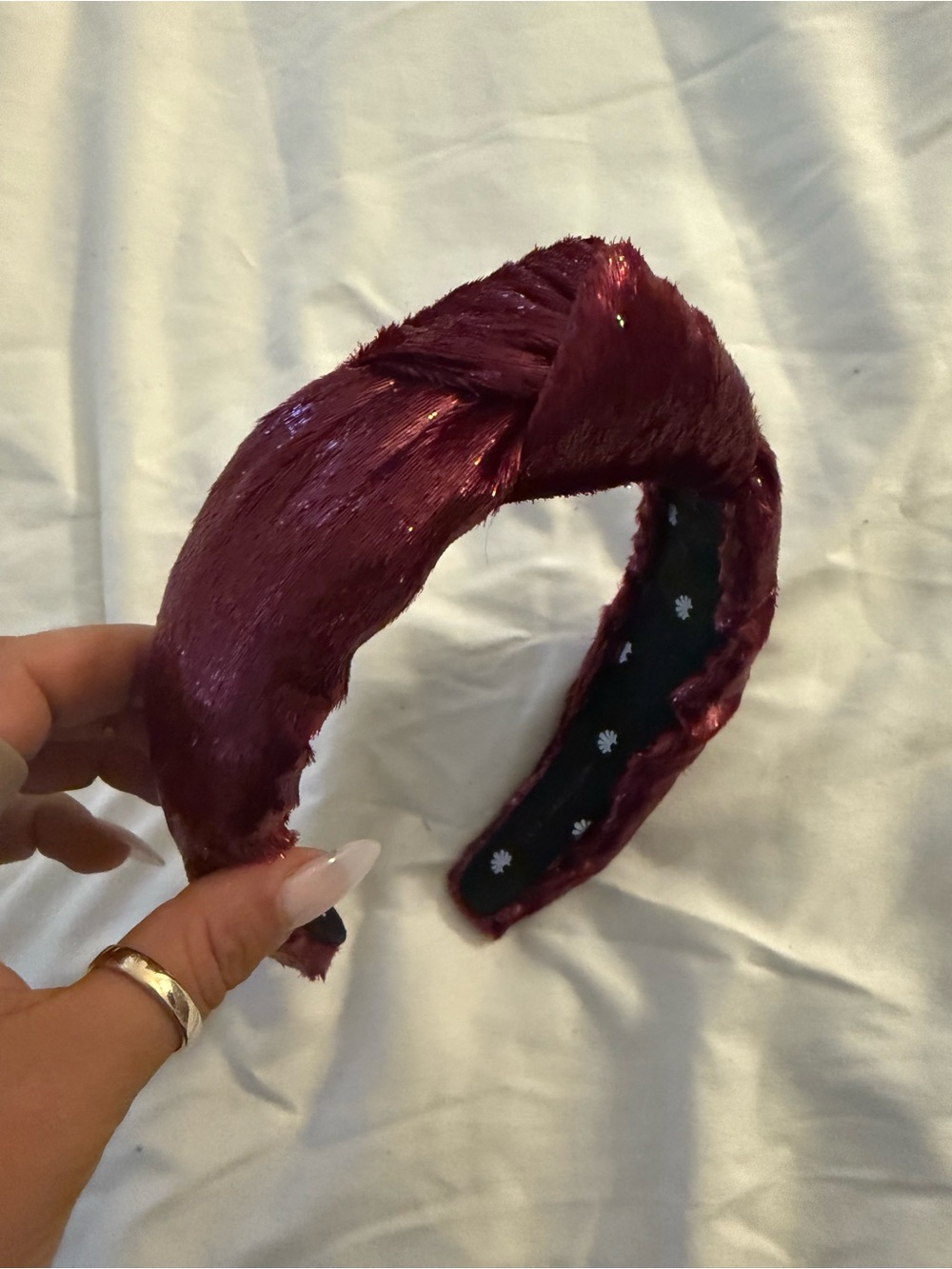 Lele Sadoughi Knotted Plush Headband in in Burgundy